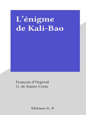 cover image of L'énigme de Kali-Bao